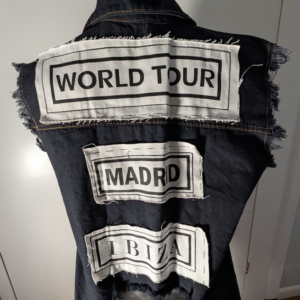 Taxi Black denim Shirt Dress patched and frayed details Size S - Picture 2 of 8